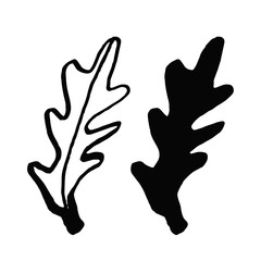 Set arugula in doodle style isolated on white background. Vector hand drawn outline and silhouette simple illustration. Eco product.