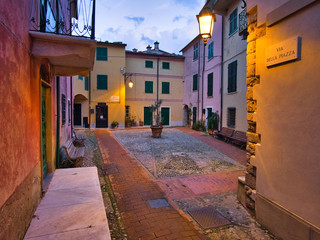 Fototapeta na wymiar The main square of the village of Montemarcello la Spezia Liguria Italy