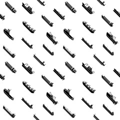 Seamless patternt of large cargo and tanker ships. Seamless background of modern container sea vessel and tankers. Vector illustration.
