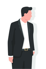 Business man in modern flat style vector illustration, meeting, working in office.