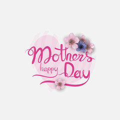 Naklejka na ściany i meble Happy Mother's Day Calligraphy Background with Heart Shape .Happy Mother's Day Typographical Design Elements.Flat vector illustration