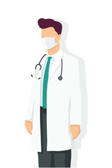 Doctor in modern flat style, nurse, pharmacist, simple medical concept on white background.