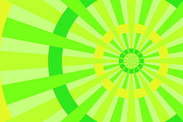 Abstract geometric vector background in the form of concentric circles with straight lines in green colors.