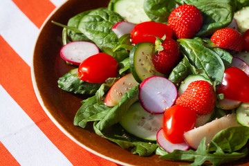 Fresh salad with tomatoes and cucumber