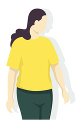 Fototapeta premium Woman in modern style vector illustration, simple flat shadow isolated on white background.