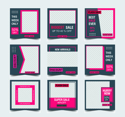 Social media post banner design template sale ads Price discount background Vector illustration