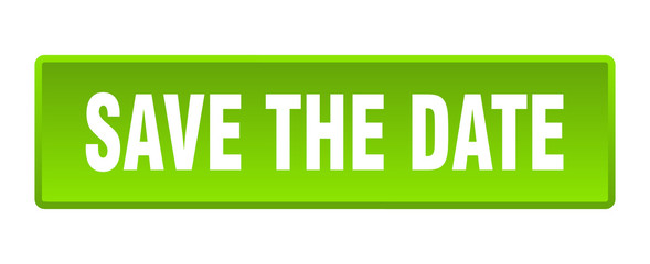 save the date button. save the date square green push button