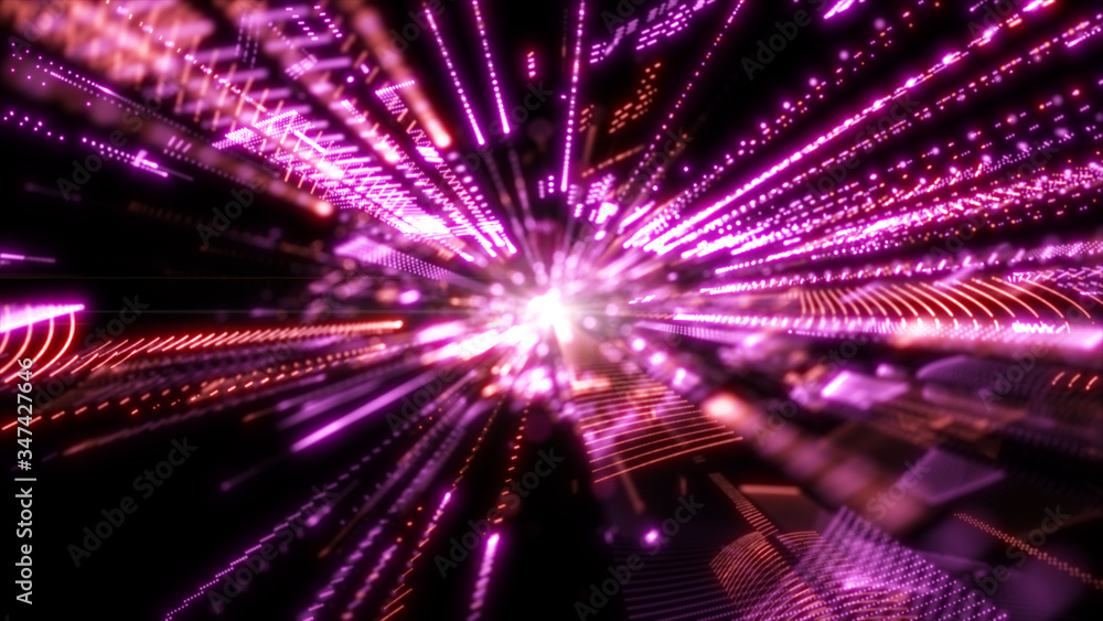 Aufkleber digital cyberspace with particles and technology digital network connections. geometric abstract bac