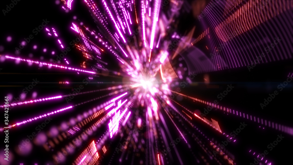 Poster digital cyberspace with particles and technology digital network connections. geometric abstract bac