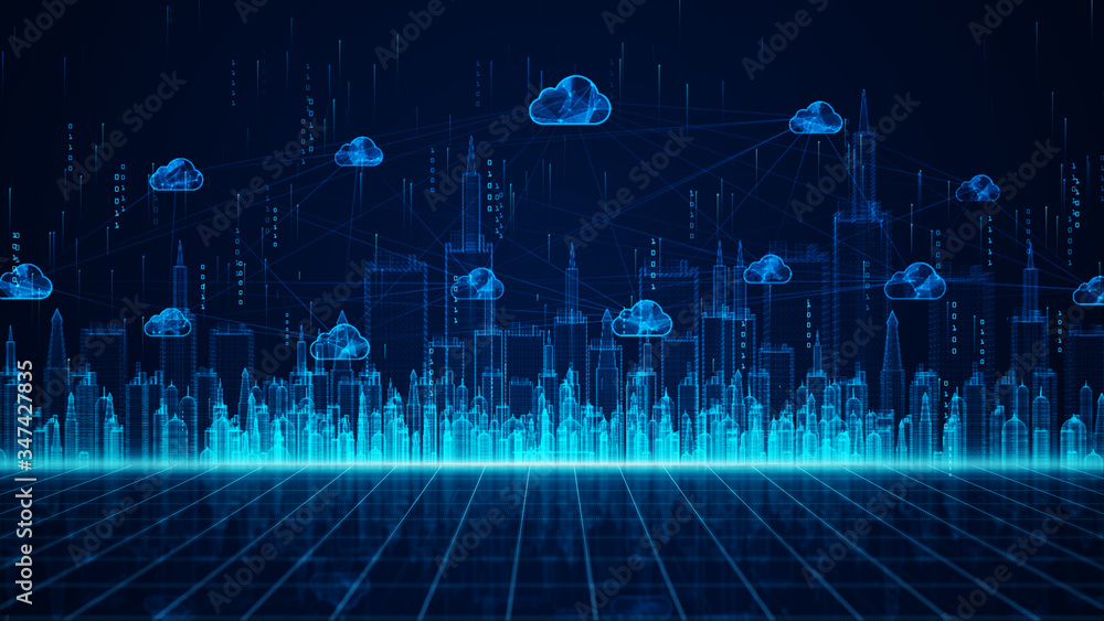 Poster digital city and cloud computing using artificial intelligence, 5g high-speed connection data analys