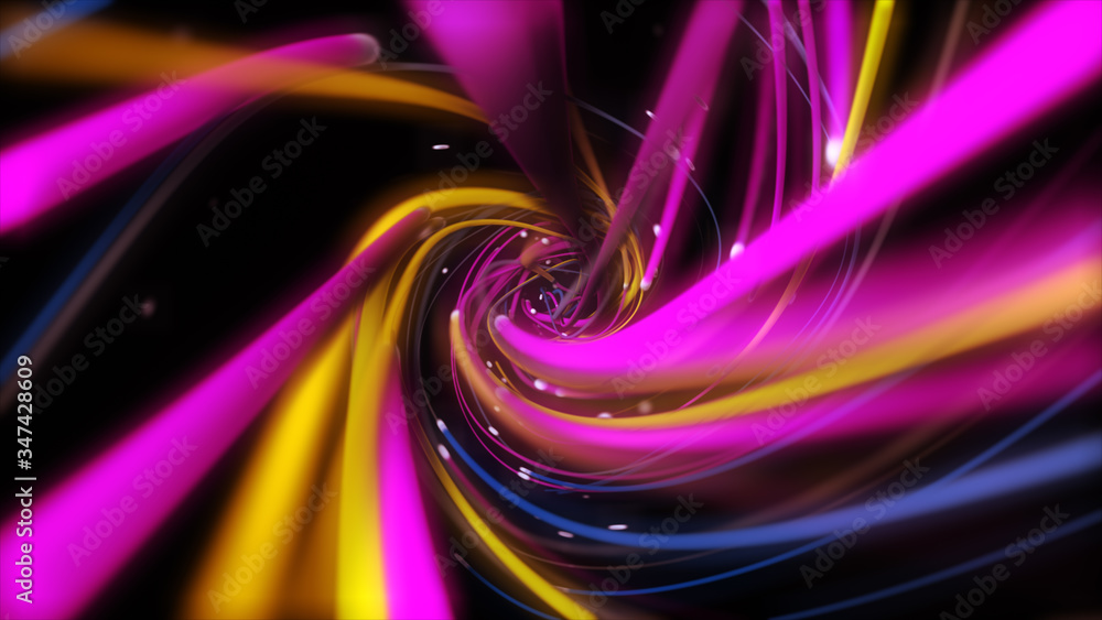 Poster digital multicolor strings lines twisting. geometric abstract background