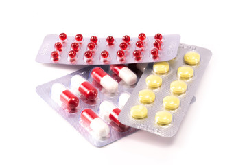 lots of pills in blisters