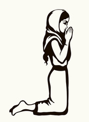 Vector image of the praying girl
