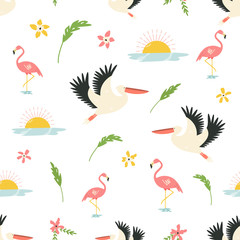 Seamless pattern in a flat style with african animlas