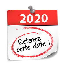 post it  retenez cette date 2020