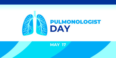 Pulmonologist's day. Vector horizontal banner, poster for social media, social networks. Image of the lungs and text of the pulmonologist's Day. Professional holiday.
