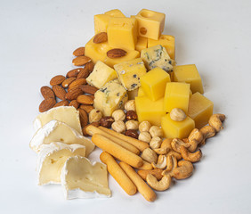 assorted cheese on white