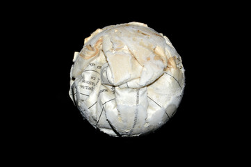 crumpled paper isolated on black background