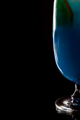 Refreshing cool blue curacao on the bar counter. Cocktail at a party