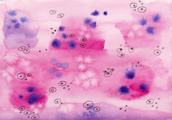 Abstract seamless pattern with blue spots on pink background