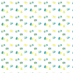 Pattern with photograph theme icons on white background