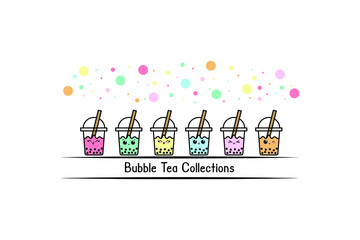 bubble tea collection on white background. icons, vector, illustration