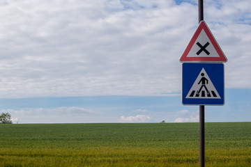 open field with street sign