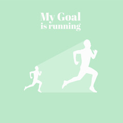 Fototapeta na wymiar My goal is running. This work is about a motivational goal, namely running.
