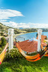 Lake Titicaca Hammock Views. Cute, romantic hostel, with unique buildings and rooms. Traveling,...