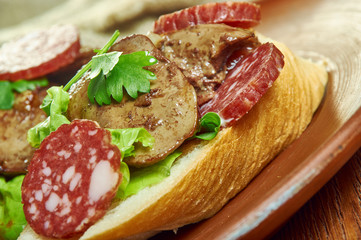 Chicken liver  chorizo open sandwich