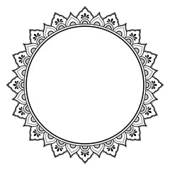 Frame in eastern tradition. Stylized with henna tattoos decorative pattern for decorating covers for book, notebook, casket, magazine, postcard and folder. Flower mandala in mehndi style.