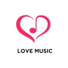 Musical note heart shape icon logo design template