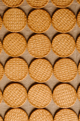 Wheat biscuits pattern as background. Top view.  