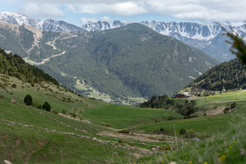 Fototapeta na wymiar Montaup river in Canillo, Andorra in spring