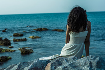 An artistic portrait of a landscape in Tunis, in front of the seas of Sidi Bou Said