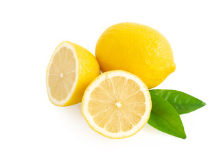 Fototapeta na wymiar Closeup fresh lemon fruit slice isolated on white background, food and healthy concept