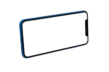 Blue Modern Isolated Smart Phone. Blank screen for mockup.