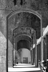 black and white victorian railway train arches
