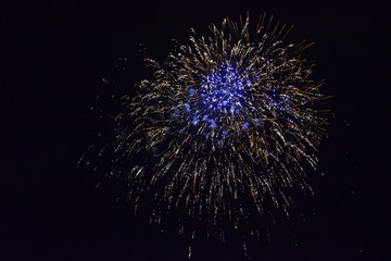 Colorful fireworks in the night sky, Ostfildern, Germany