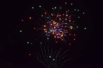 Colorful fireworks in the night sky, Ostfildern, Germany