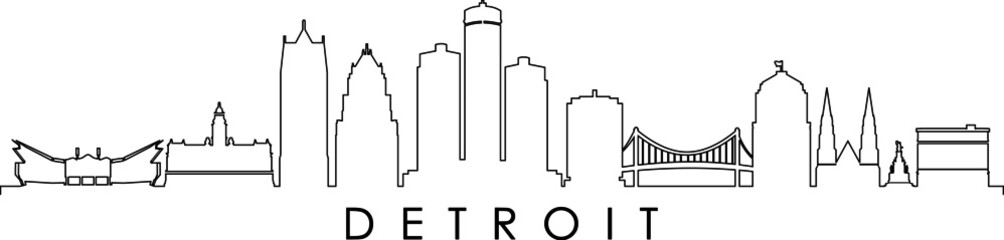 DETROIT City Michigan Skyline Silhouette Cityscape Vector