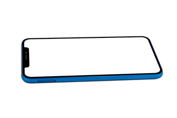 Blue Modern Isolated Smart Phone. Blank screen for mockup.