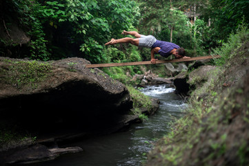 Man practice Yoga practice and meditation outdoor