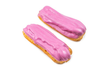 Fototapeta premium Fresh tasty eclairs isoalted on white background
