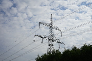 Strommasten, Stromleitung, Hochspannung, Freileitungsmast