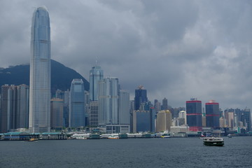 Fototapeta premium Hong Kong China - view to Hong Kong Island with Two International Finance Center