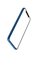 Blue Modern Isolated Smart Phone. Blank screen for mockup.