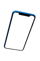 Blue Modern Isolated Smart Phone. Blank screen for mockup.