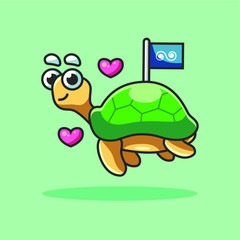 Cute cartoon animal creature in the sea celebrating for world ocean day
