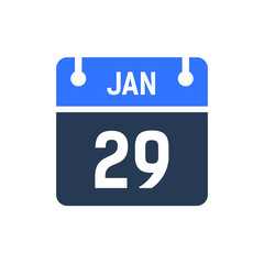 Calendar Date Icon - January 29 Vector Graphic
